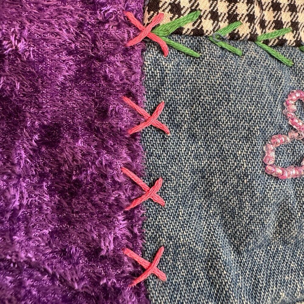 Susan Bristol P L Floral Hand Embroidered Patchwork Denim Vest Y2K 90s Vintage - Picture 12 of 16